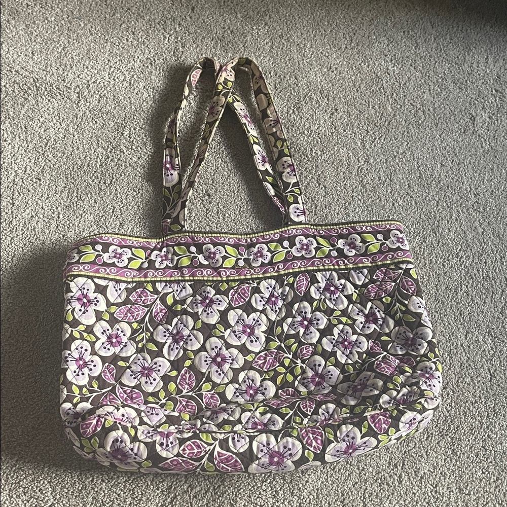 Vera Bradley Floral Tote - Purple, Green, and White